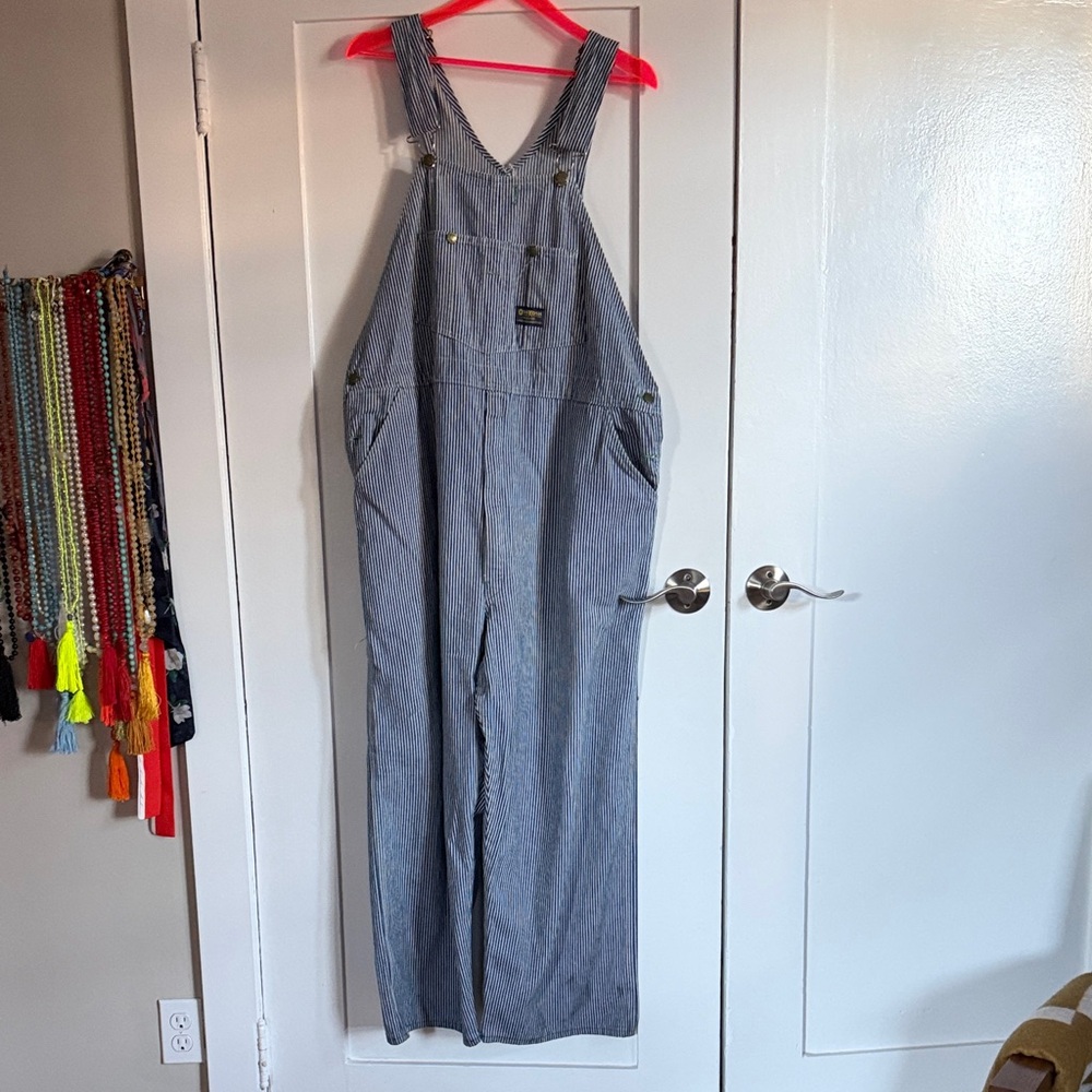 OshKosh B’ Gosh oversized VINtAGE Striped Overalls 46 X 28 (XXL)